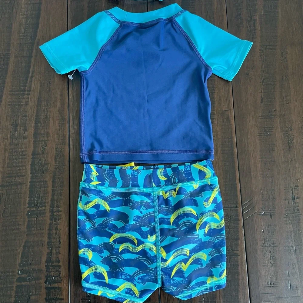 Nordstrom Baby Tucker + Tate 3 Blue Swim Set with Matching Hat NEW